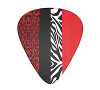 Set di 12 plettri per chitarra con animali leopardo rosso e zebra, set da 12 pezzi, per chitarra acustica, chitarra elettrica, contrabbasso, ukulele