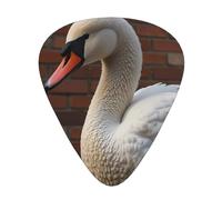 Set di 12 plettri per chitarra con disegno di cigno mattoni, disponibile in 3 spessori, adatto per chitarre acustiche ed elettriche