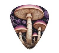Set di 12 plettri per chitarra con due funghi viola nel bosco, perfetto per principianti e professionisti (basso, chitarra elettrica e acustica)