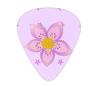 Set di 12 plettri per chitarra con fiori viola a cinque petali multispessore, tono trasparente, confortevole al tatto, forte resistenza all'usura e durezza, viene fornito con scatola trasparente