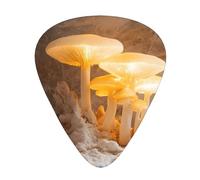 Set di 12 plettri per chitarra con motivo a funghi in micelio di spessore misto, progettati per chitarre acustiche ed elettriche