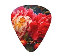 Set di 12 plettri per chitarra con motivo di peonie d'albero, disponibili in 3 spessori, adatti per chitarre acustiche ed elettriche