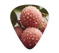 Set di 12 plettri per chitarra con motivo litchi con gocce d'acqua, disponibile in 3 spessori, adatto per chitarre acustiche ed elettriche