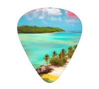 Set di 12 plettri per chitarra con paesaggio caraibico, tra cui 3 spessori di plettri per chitarre acustiche, ukulele e altro ancora.
