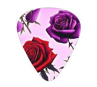 Set di 12 plettri per chitarra con rose rosse e viola, 3 spessori con custodia per basso, chitarra elettrica e molto altro ancora.