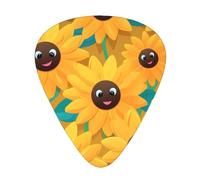 Set di 12 plettri per chitarra con stampa avatar girasole - disponibile in 3 spessori, adatto per chitarre acustiche ed elettriche