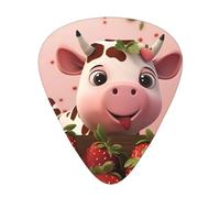 Set di 12 plettri per chitarra con stampa di mucche e fragole, tono nitido e confortevole e resistente all'usura, per chitarra e ukulele