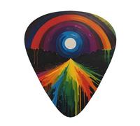 Set di 12 plettri per chitarra con stampa di pittura a olio con arcobaleno nero, disponibile in 3 spessori, adatto per chitarre acustiche ed elettriche