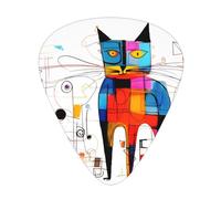 Set di 12 plettri per chitarra con stampa di Strange Cat, disponibili in 3 spessori, adatti per chitarre acustiche ed elettriche