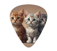Set di 12 plettri per chitarra con stampa di tre gattini, disponibile in 3 spessori, adatto per chitarre acustiche ed elettriche