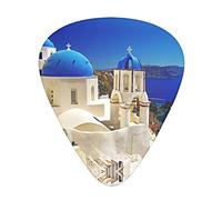 Set di 12 plettri per chitarra con vista sul mare dell'isola di Santorini, per chitarra acustica, chitarra elettrica, contrabbasso, ukulele