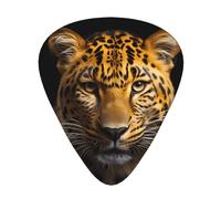 Set di 12 plettri per chitarra Il leopardo dagli occhi profondi stampa un tono nitido comodo e resistente all'usura per chitarra e ukulele