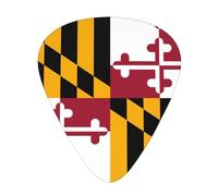 Set di 12 plettri per chitarra Maryland State Flag Stampe tono nitido comodo e resistente all'usura per chitarra e ukulele