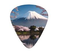 Set di 12 plettri per chitarra Monte Fuji all'inizio della primavera Stampa un tono nitido comodo e resistente all'usura per chitarra e ukulele