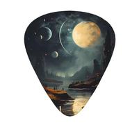 Set di 12 plettri per chitarra Moon Stars and Planets Prints tono nitido comodo e resistente all'usura per chitarra e ukulele
