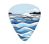 Set di 12 plettri per chitarra Onde che lappano sulle rocce Stampa un tono nitido comodo e resistente all'usura per chitarra e ukulele