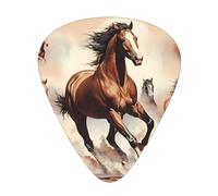 Set di 12 plettri per chitarra Prancing Brown Horse Prints tono nitido comodo e resistente all'usura per chitarra e ukulele
