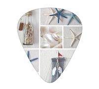 Set di 12 plettri per chitarra Starfish and Lighthouse per chitarra acustica, con scatola trasparente