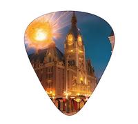 Set di 12 plettri per chitarra stradale rosso fuoco, 3 spessori con custodia per basso, chitarra elettrica e altro ancora.