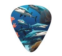 Set di 12 plettri per chitarra Submarine Shark Coral Stampe tono nitido comodo e resistente all'usura per chitarra e ukulele