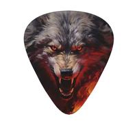 Set di 12 plettri per chitarra "Wolves in the Flame Roar", perfetto per principianti e professionisti (basso, chitarra elettrica e acustica)
