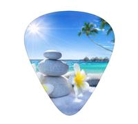 Set di 12 plettri per ukulele, basso, chitarra elettrica e acustica, da avere per chitarristi, fiore tropicale e pietra zen