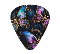 Set di 12 plettri scuri con tre farfalle, perfetto per principianti e professionisti (basso, chitarra elettrica e acustica)