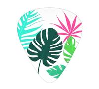 Set di 12 plettri stampati con foglie tropicali, sottili, medi e spessi, adatti per chitarra, basso, chitarra elettrica e ukulele