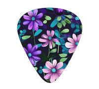 Set di 12 plettri viola con stampa camelia - disponibile in 3 spessori, adatto per chitarre acustiche ed elettriche