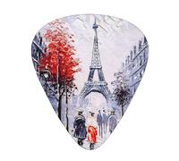 Set di 12 plettro per ukulele, basso, chitarra elettrica e acustica, da avere per chitarristi, Paris City Tree Eiffel Tower Art