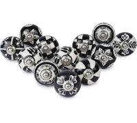 Set Di 12 Pomelli in Ceramica Bianchi E Neri per Porte Di Armadi Cassettiere Cuc