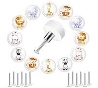 Set di 12 pomelli rotondi per cassetti con animali della giungla, in gomma morbida, in silicone, per armadietti, cassetti, per ragazzi e ragazze, bambini, per cameretta, armadio, armadio da cucina
