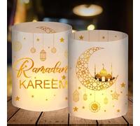 Set di 12 portacandele decorativi da tavolo per Ramadan Kareem Eid Umrah Mubarak - Decorazione islamica - Regali per bambini - Accessori per candele chauffe-plat