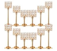 Set di 12 portacandele di cristallo, 3 dimensioni, portacandele di cristallo alti, pilastro, candelabri, supporto, centrotavola, decorazione