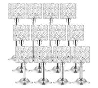 Set di 12 portacandele in cristallo, 3 misure, portacandele in cristallo alti, supporto for candelabri a colonna for centrotavola da tavolo
