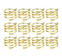 Set di 12 portatovaglioli a spirale in metallo dorato, per cene, feste, matrimoni e feste