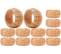 Set di 12 portatovaglioli in rattan, portatovaglioli per decorazione di feste, tavolo da pranzo, tutti i giorni, riunioni di famiglia, un'ottima decorazione da tavolo, colore naturale