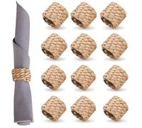 Set di 12 portatovaglioli in tessuto rustico, portatovaglioli fatti a mano, set di anelli per tovaglioli, realizzati a mano, con fibbia, per sala da pranzo, anniversario, compleanno