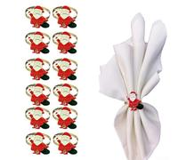 Set di 12 portatovaglioli natalizi, 4 x 3 cm, in lega rossa, resistenti alla corrosione, con motivo Babbo Natale, decorazione da tavolo per feste, matrimoni, anniversari