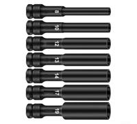 Set di 12 prese esagonali per chiave a cricchetto, lunghezza 128 mm, compatibile con elementi di fissaggio da 8 mm a 19 mm (8+14)