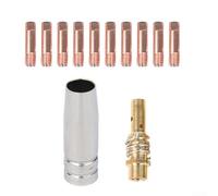 Set di 12 punte di saldatura per kit di saldatura MIG con ugello gas e diffusore di gas, compatibili con saldatrici AK15 MB15 MIG MAG