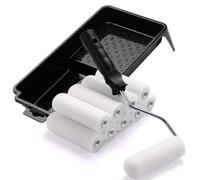 Set di 12 rulli ACEBON per pittura a emulsione, lucida, satinata, rullo piccolo e vassoio per pitturare pareti, soffitti, legno, metallo, set di rulli da 110 mm, rullo e vassoio