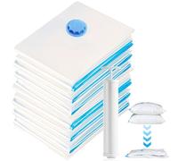 Set di 12 sacchetti sottovuoto per vestiti, 60 x 40 cm, con pompa a mano, risparmio dell'80% di spazio, sacchetti sottovuoto, sacchetti per vestiti, biancheria da letto, coperte