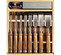 Set di 12 scalpelli per intaglio del legno, con borsa in PU, scalpelli per intaglio del legno, lame affilate in acciaio Cr-V 65, scalpelli per la lavorazione del legno, kit per intagliare il legno per