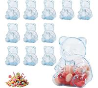 Set di 12 scatole per caramelle a forma di orsetto, contenitori in plastica trasparente riutilizzabili, per cioccolatini e dolcetti, contenitori decorativi per San Valentino, feste e riempire regali