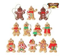 Set di 12 simpatici ornamenti a forma di uomo del pane per albero di Natale e feste (B)