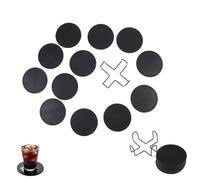 Set Di 12 Sottobicchieri In Silicone Con Porta-Sottobicchieri In Metallo - Tappetini Per Bevande, Protezione Tavolo, Resistente Al Calore(Black)