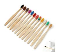 Set di 12 spazzolini da denti in bambù ecologici - setole morbide in fibra di carbone vegetale - senza BPA, vegano, zero plastica, biodegradabili compostabili per famiglie da viaggio