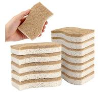 Set di 12 spugne naturali, spugna da cucina, spugna per piatti, spugna per la pulizia, spugna abrasiva, ecologica e riutilizzabile, spugna per la pulizia di piatti, pentole, ciotole, piatti
