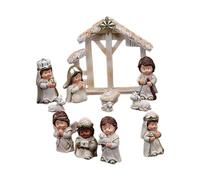 Set di 12 statuine in resina per presepe natalizio, set di presepi in resina con figure, statua di Gesù bambino per decorazione natalizia, ornamento per presepe di Gesù, set di figurine in resina